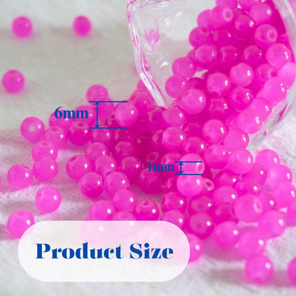 240pcs Glass Beads for Bracelets, 6mm Round Glass Beads for Jewelry Making DIY Crafts (Yellow)