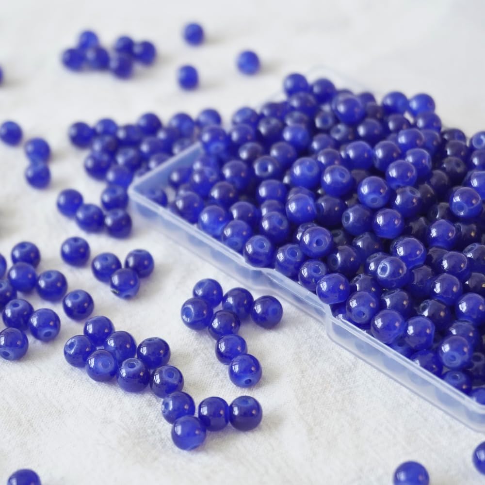 240pcs Glass Beads for Bracelets, 6mm Round Glass Beads for Jewelry Making DIY Crafts (Yellow)
