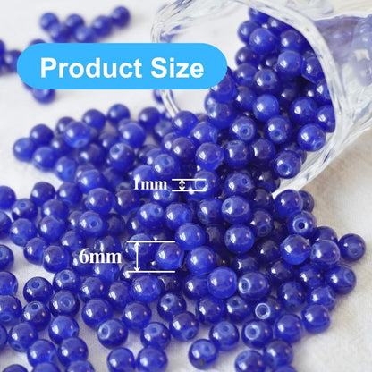240pcs Glass Beads for Bracelets, 6mm Round Glass Beads for Jewelry Making DIY Crafts (Yellow)