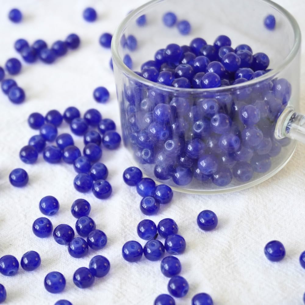 240pcs Glass Beads for Bracelets, 6mm Round Glass Beads for Jewelry Making DIY Crafts (Yellow)