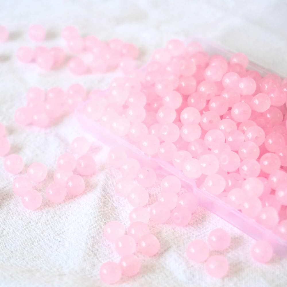 240pcs Glass Beads for Bracelets, 6mm Round Glass Beads for Jewelry Making DIY Crafts (Yellow)