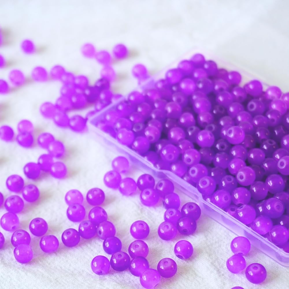 240pcs Glass Beads for Bracelets, 6mm Round Glass Beads for Jewelry Making DIY Crafts (Yellow)