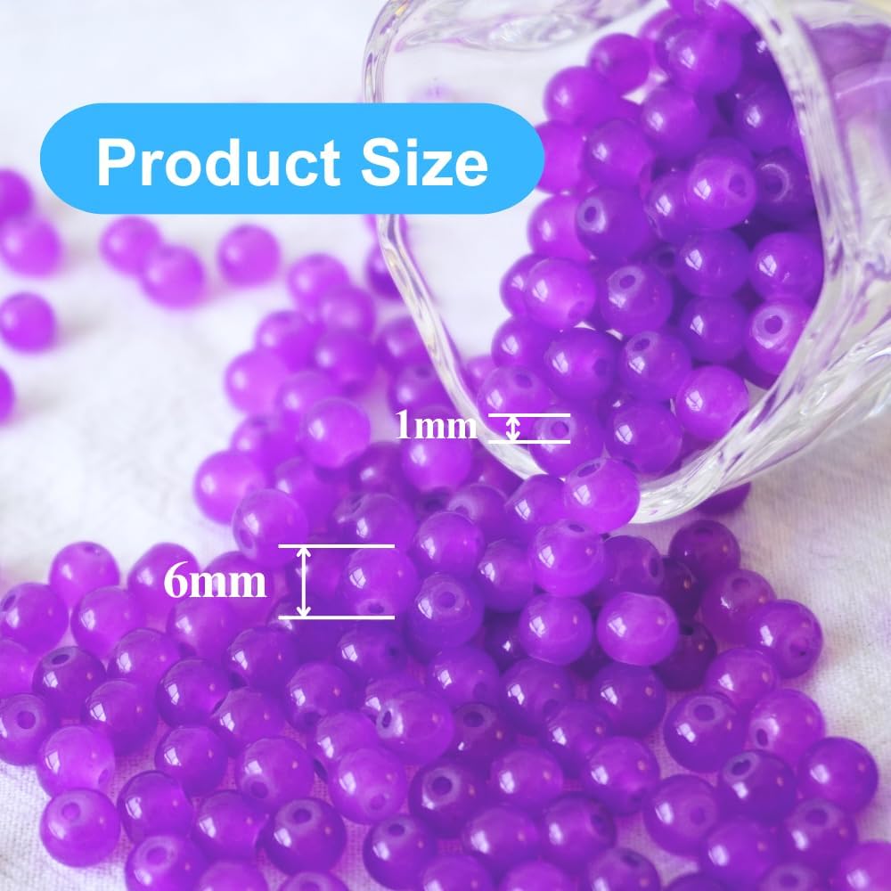 240pcs Glass Beads for Bracelets, 6mm Round Glass Beads for Jewelry Making DIY Crafts (Yellow)