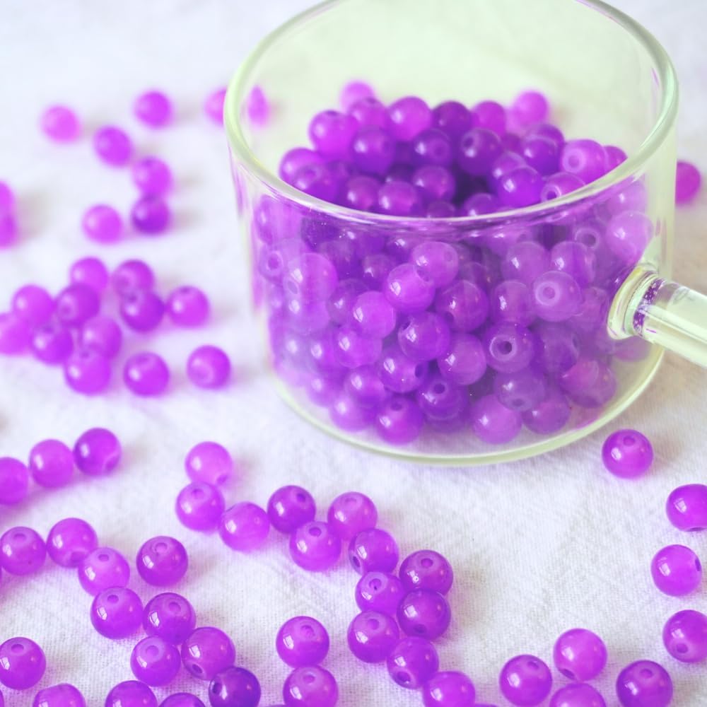240pcs Glass Beads for Bracelets, 6mm Round Glass Beads for Jewelry Making DIY Crafts (Yellow)