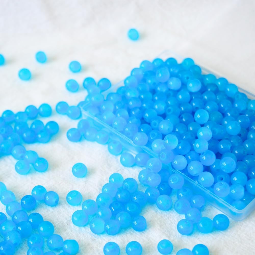 240pcs Glass Beads for Bracelets, 6mm Round Glass Beads for Jewelry Making DIY Crafts (Yellow)