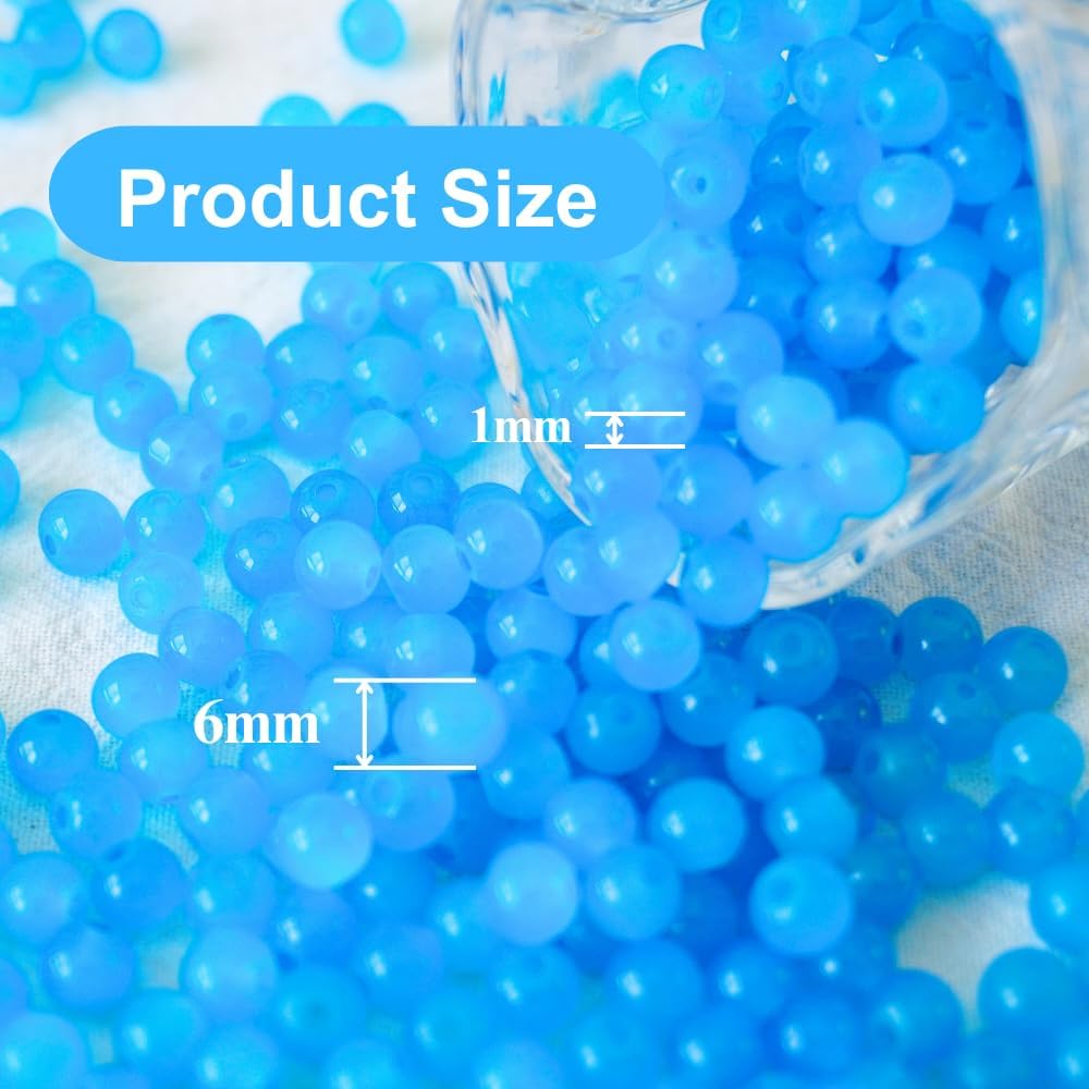 240pcs Glass Beads for Bracelets, 6mm Round Glass Beads for Jewelry Making DIY Crafts (Yellow)