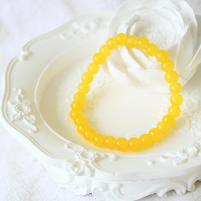 240pcs Glass Beads for Bracelets, 6mm Round Glass Beads for Jewelry Making DIY Crafts (Yellow)
