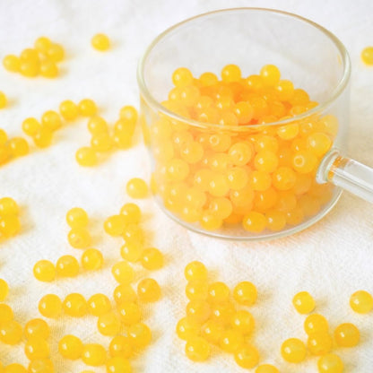 240pcs Glass Beads for Bracelets, 6mm Round Glass Beads for Jewelry Making DIY Crafts (Yellow)