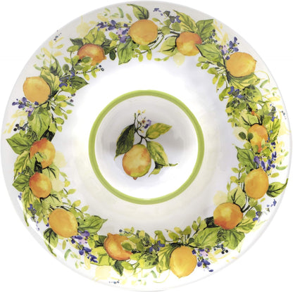 Lemon Zest 3-Piece Melamine Hostess Serving Set – Citrus-Inspired Durable Tableware for Chips & Dip, Tapas, Fruit, Appetizers, Dessert, BBQ, Outdoor Entertaining & Summer Dining