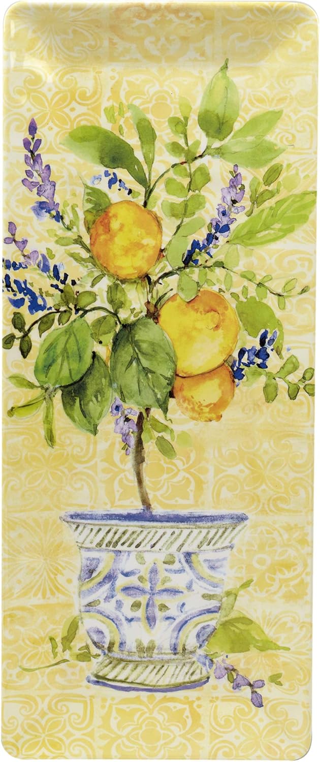 Lemon Zest 3-Piece Melamine Hostess Serving Set – Citrus-Inspired Durable Tableware for Chips & Dip, Tapas, Fruit, Appetizers, Dessert, BBQ, Outdoor Entertaining & Summer Dining