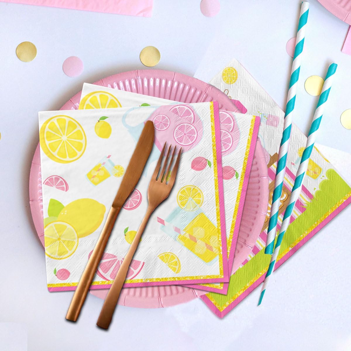 Lemonade Napkins, 40Pcs Lemonade Party Decorations Napkin Paper Lemon Napkins for Summer Fruit Lemon Themed Birthday Party Baby Shower Supplies