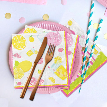 Lemonade Napkins, 40Pcs Lemonade Party Decorations Napkin Paper Lemon Napkins for Summer Fruit Lemon Themed Birthday Party Baby Shower Supplies