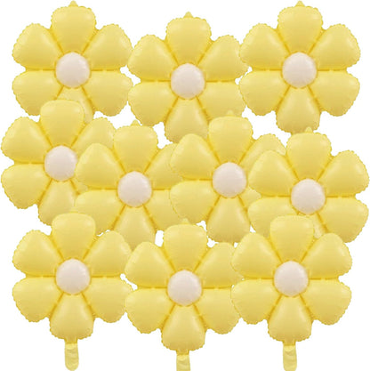 10 Pcs Flowers Birthday Party Balloons Yellow Daisy Birthday Party Decorations Baby Shower, Wedding, Supplies