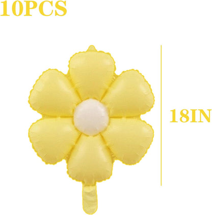 10 Pcs Flowers Birthday Party Balloons Yellow Daisy Birthday Party Decorations Baby Shower, Wedding, Supplies