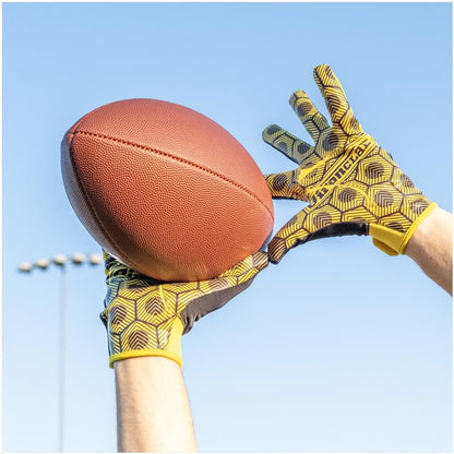 Ironclad Football Gloves SF-Hand, Adult and Youth Receiver Gloves, Yellow/Black