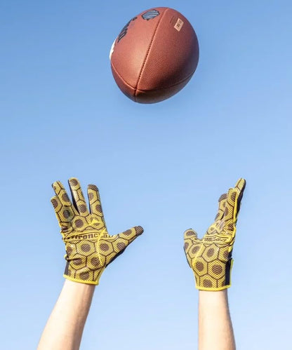 Ironclad Football Gloves SF-Hand, Adult and Youth Receiver Gloves, Yellow/Black