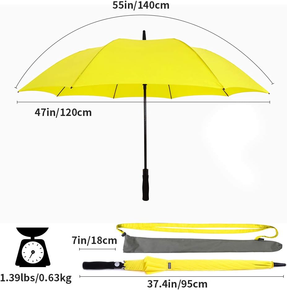Golf Umbrella Large Windproof Umbrellas Auto Open 55IN | Extra Large Oversized, Sun Protection Ultra Rain & Wind Resistant Umbrellas For Men and Women, Fiberglass Frame