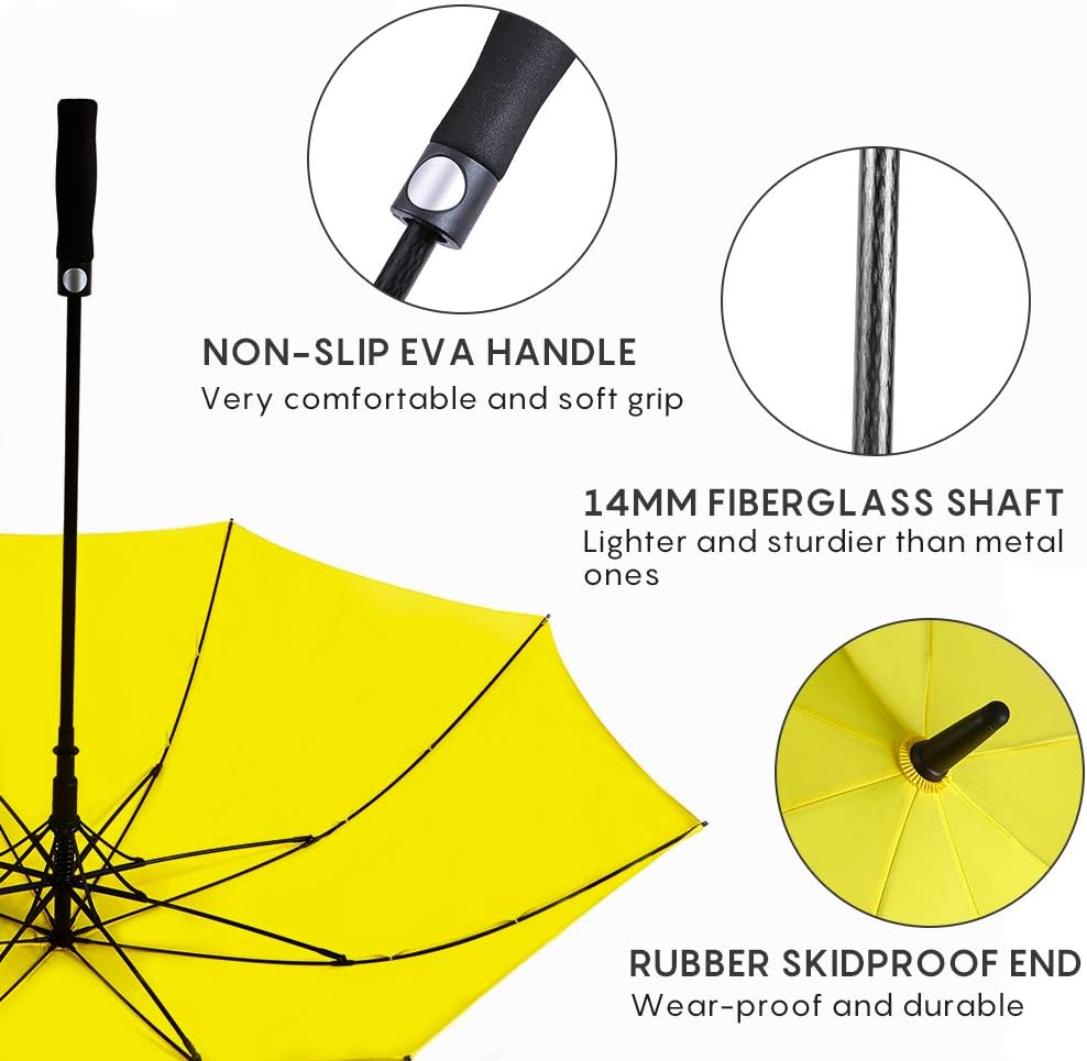 Golf Umbrella Large Windproof Umbrellas Auto Open 55IN | Extra Large Oversized, Sun Protection Ultra Rain & Wind Resistant Umbrellas For Men and Women, Fiberglass Frame