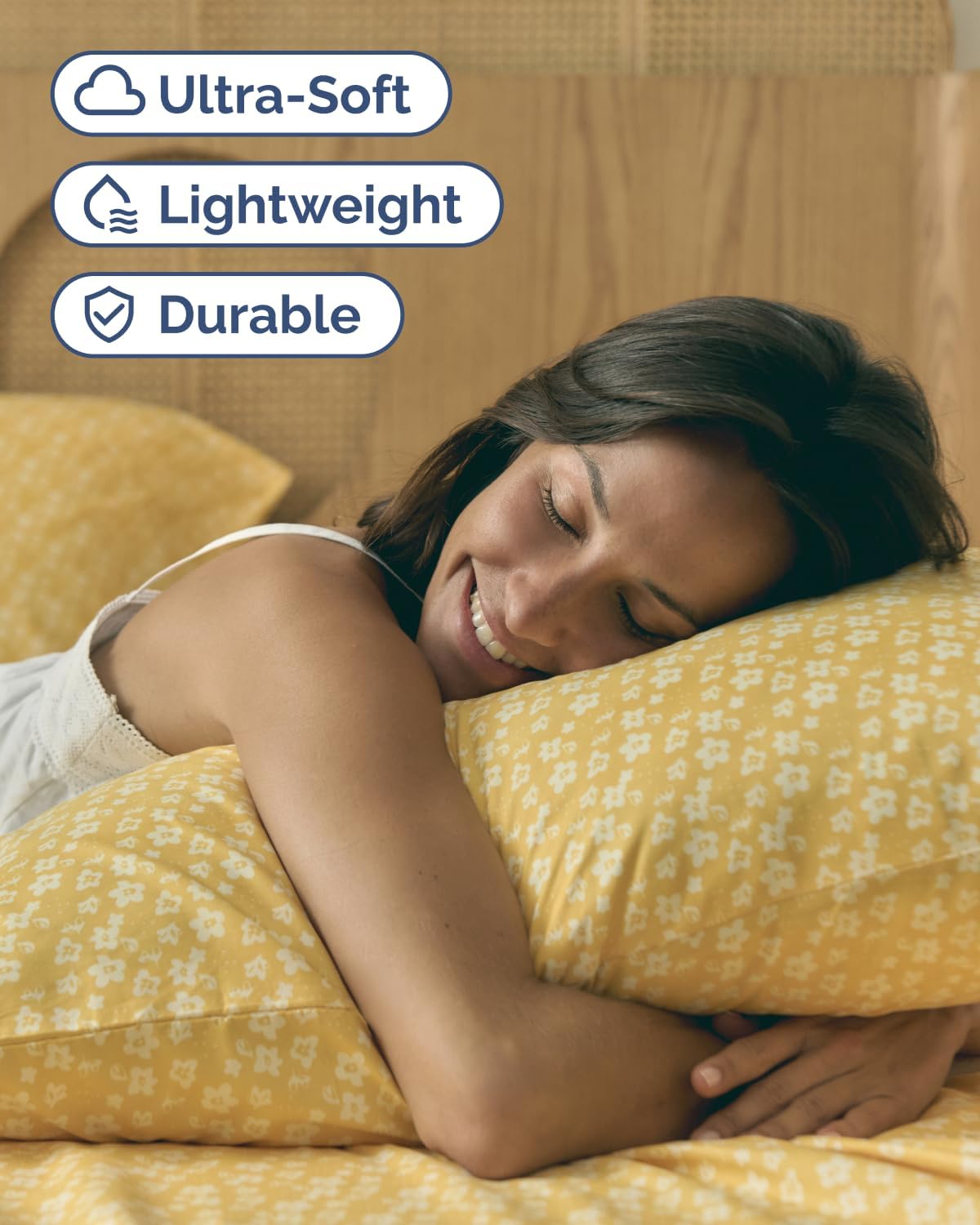 Floral Sheets - Yellow Floral Bed Sheet Set - 1 Flat, 1 Fitted & 1 Pillowcase w/ Deep Pockets - Comfy, Wrinkle & Fade-Free - Boho Botanical Bedding - Soft, Breathable and Cooling - Twin XL Size Set