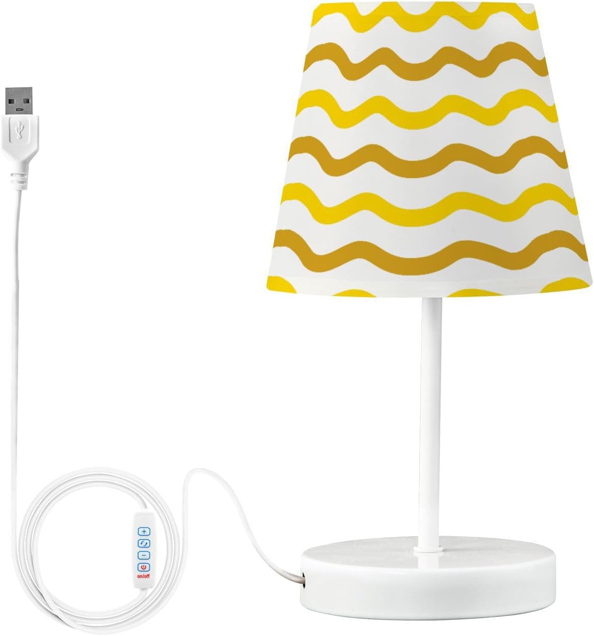 Bright Yellow Table Lamp Gold Wave Bedside Lamps LED Night Light with USB Charging Port Dimmable for Bedrooms, Living Rooms,Kids Room, Study Rooms, Offices, Dorm
