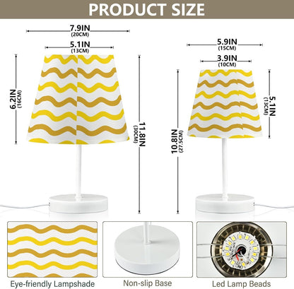 Bright Yellow Table Lamp Gold Wave Bedside Lamps LED Night Light with USB Charging Port Dimmable for Bedrooms, Living Rooms,Kids Room, Study Rooms, Offices, Dorm