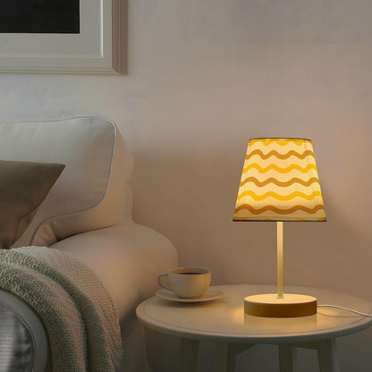 Bright Yellow Table Lamp Gold Wave Bedside Lamps LED Night Light with USB Charging Port Dimmable for Bedrooms, Living Rooms,Kids Room, Study Rooms, Offices, Dorm