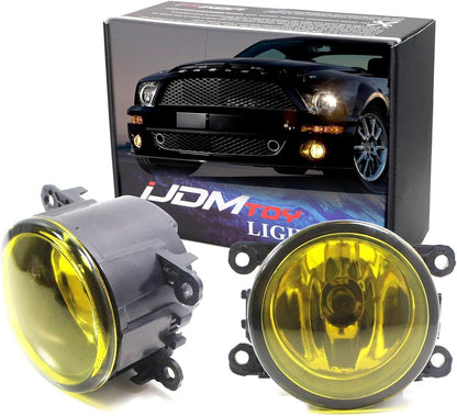 Pair Selective Yellow Lens Fog Light Lamp Assemblies w/ 55W H11 Halogen Bulbs Compatible with Acura Honda, Compatible with Ford, Compatible WithNissan Subaru Suzuki etc