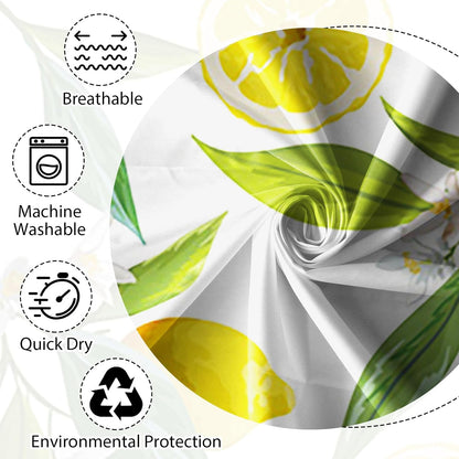 72x72 Inch Lemon Shower Curtain Allover Fruits Lemon Cute Green Leaves Flowers Plant Shower Curtain for Bathroom Set with Hooks, Waterproof Polyester Fabric Kids Adults Bathroom Decor