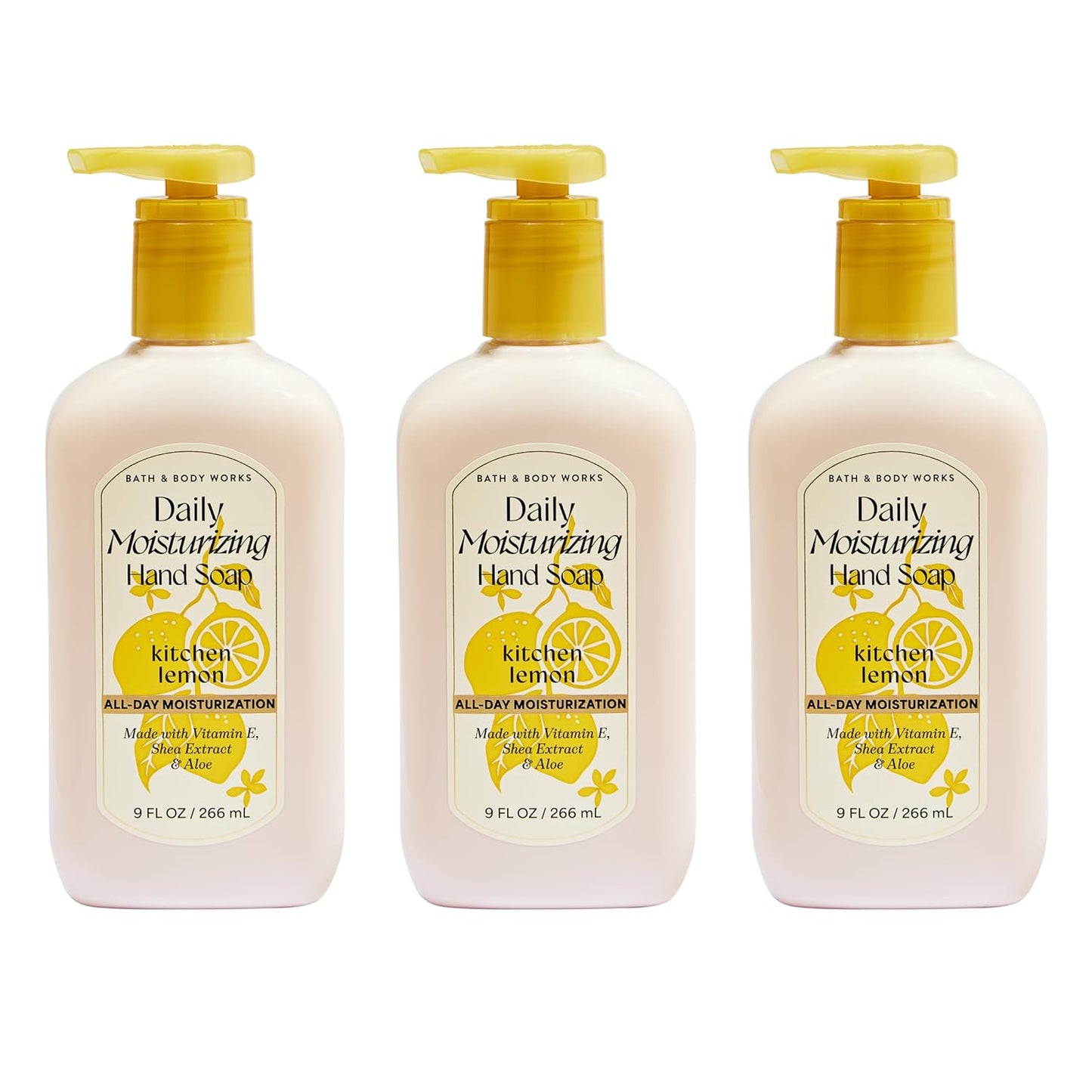 Kitchen Lemon Daily Moisturizing Hand Soap - Rich Creamy Formula for Gentle Cleansing & Conditioning - Shea, Glycerin, Vitamin E & Aloe-Infused - Thoughtful Gift - 3-Pack