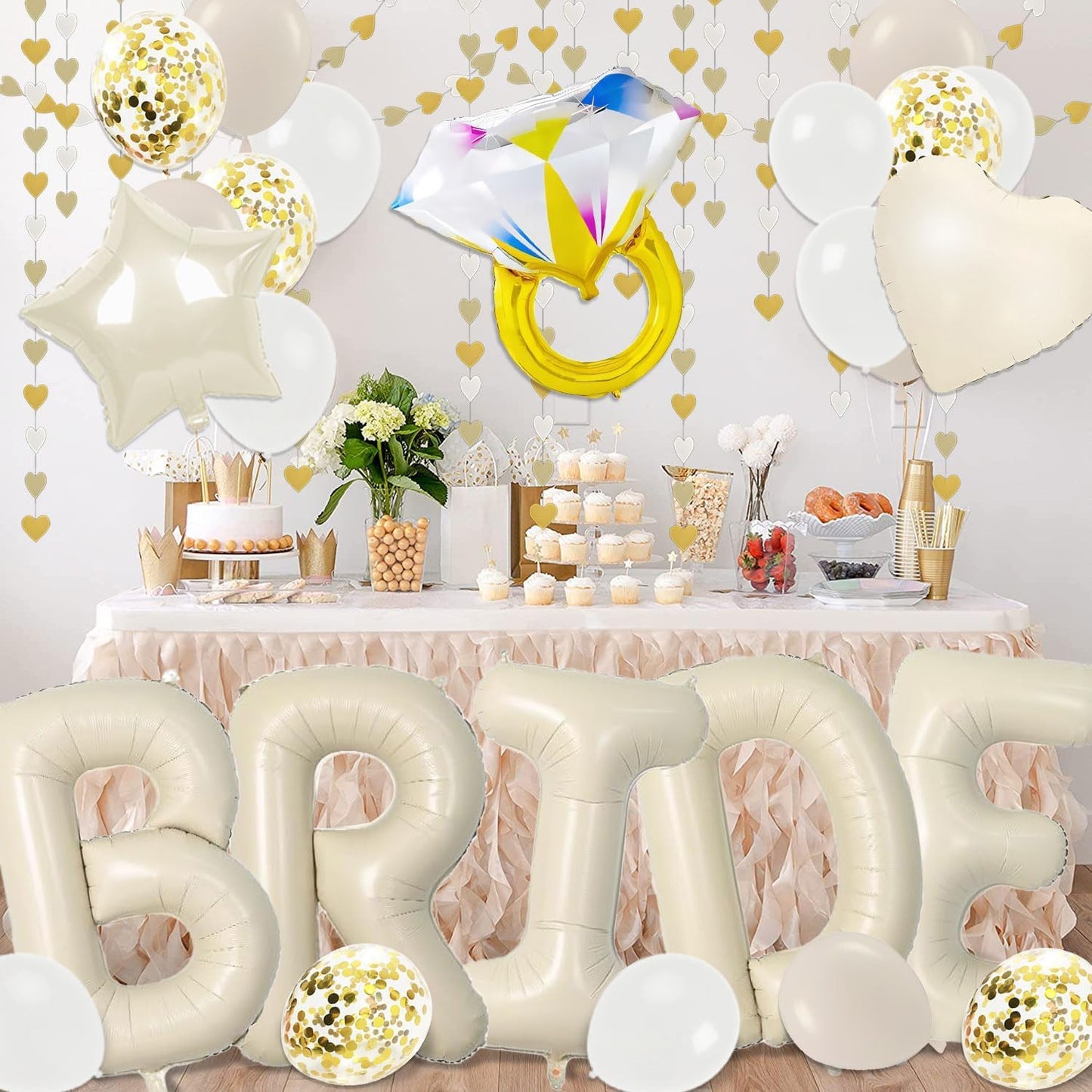 Bridal Shower Decorations Champagne Gold Bachelorette Party Decorations | Bride to Be Balloons Sash Veil and Foil Curtains for Engagement Wedding Party Supplies