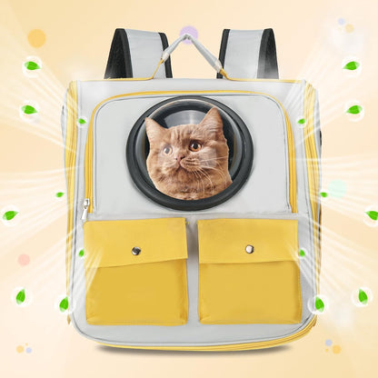 Pet Backpack Carrier, Portable and Ventilated, Oxford Cloth, Dogs Cats and Small Animals Travel Bag 12.99", (Yellow, 1 Pcs), Intended for Hiking/Camping/Traveling