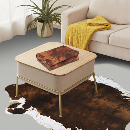 Cow Print Rug - 3.6x2.5 Feet Cow Hide Rugs Faux Cowhide Rug Cute Area Rug Fun Western Room Decor Cow Rugs for Living Room Bedroom Non-Slip Yellow-Brown(43 inches x 29 inches)