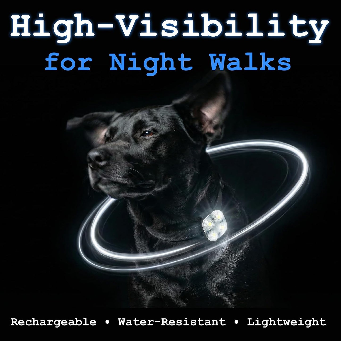 Dog Collar Light, Rechargeable LED Dog Safety Light for Night Walking, Clip-On or Strap-On Pet Light for Collar, Harness and Leash, High Visibility, Water-Resistant, USB-C, Yellow