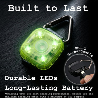 Dog Collar Light, Rechargeable LED Dog Safety Light for Night Walking, Clip-On or Strap-On Pet Light for Collar, Harness and Leash, High Visibility, Water-Resistant, USB-C, Yellow