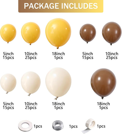 Lemon Yellow Brown Neutral Garland Arch Kit With Sand White Balloon 126pcs Sunflower Theme Birthday Wedding Party Baby Shower Bridal Shower Decoration