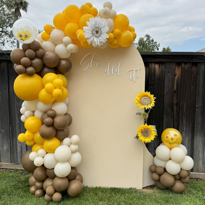 Lemon Yellow Brown Neutral Garland Arch Kit With Sand White Balloon 126pcs Sunflower Theme Birthday Wedding Party Baby Shower Bridal Shower Decoration