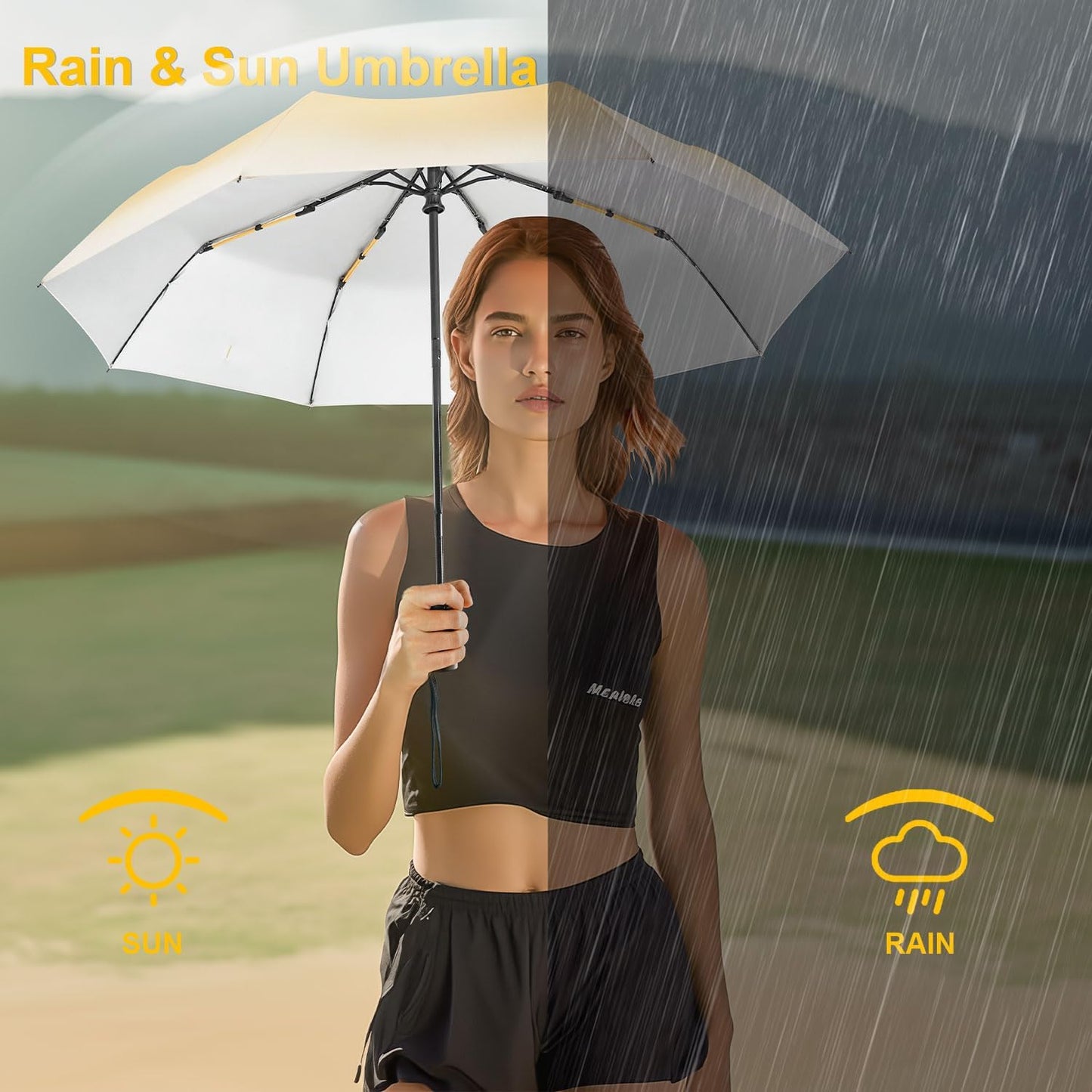Cute UV Umbrella Women Auto Open Close Gradient Compact Travel Sun Rain | 46 inch canopy, 12.2 inch folded gradient colors, cute UV umbrella automatic open close compact rain sun purse daily gifts