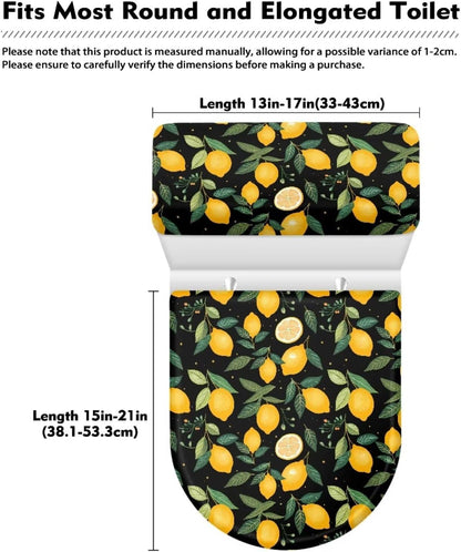 Lemon Toilet Seat Covers for Bathroom Polyester Fabric Toilet Lid Cover and Toilet Tank Cover Polyester Fabric Suitable for Home School Hotel Dormitory Apartment