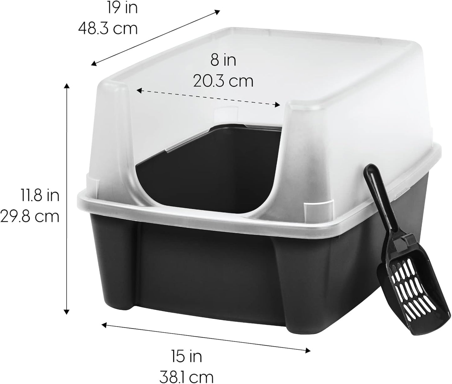 Large High Sided Cat Litter Box, Scatter Shield | High Kickers, Kick-Proof Sides, Extra Deep Pan, Raised Edge Protection, Keeps Floor Clean, Easy Daily Scoop