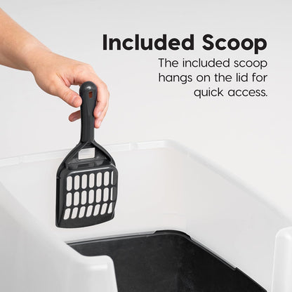 Large High Sided Cat Litter Box, Scatter Shield | High Kickers, Kick-Proof Sides, Extra Deep Pan, Raised Edge Protection, Keeps Floor Clean, Easy Daily Scoop