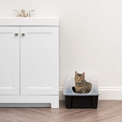 Large High Sided Cat Litter Box, Scatter Shield | High Kickers, Kick-Proof Sides, Extra Deep Pan, Raised Edge Protection, Keeps Floor Clean, Easy Daily Scoop