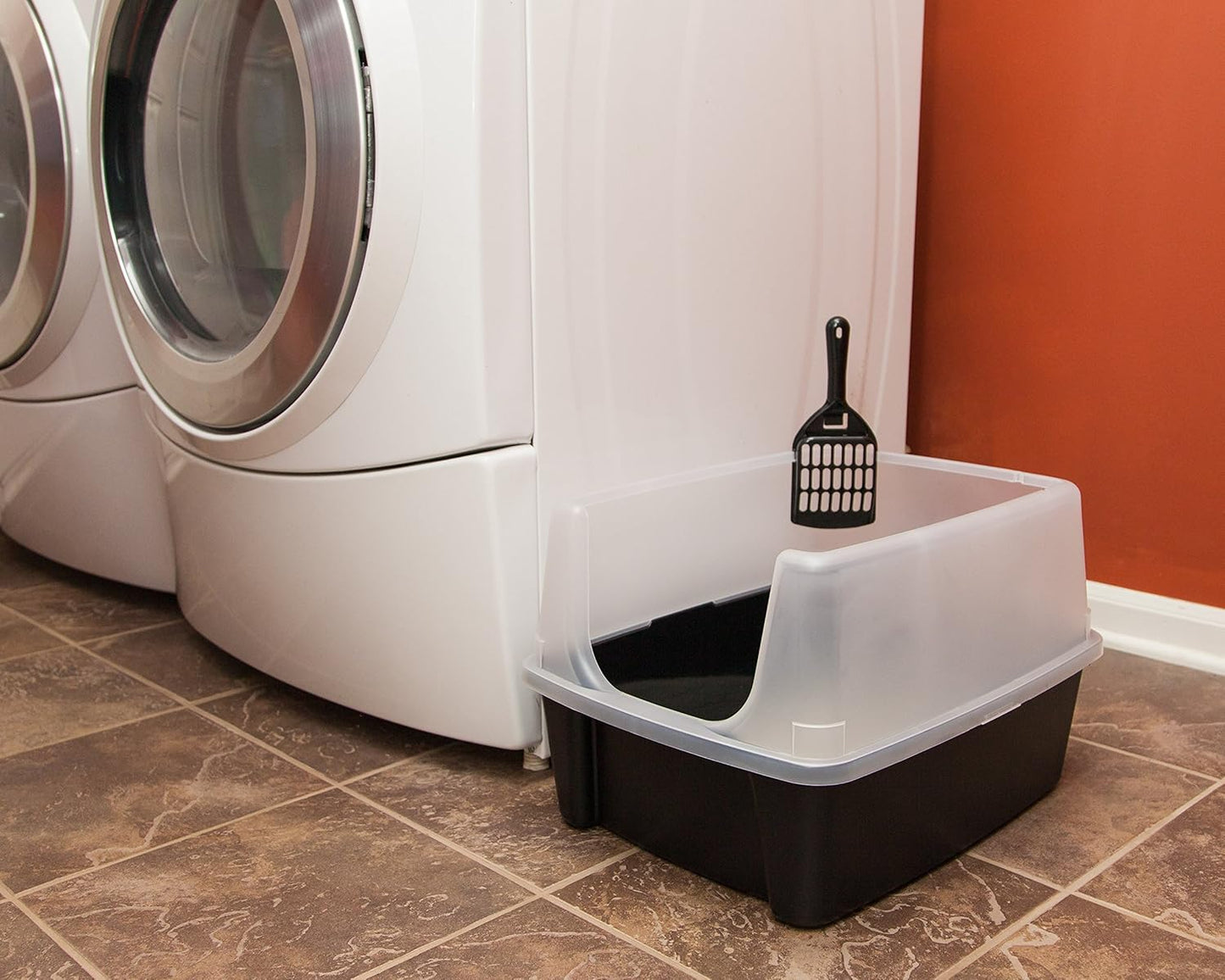 Large High Sided Cat Litter Box, Scatter Shield | High Kickers, Kick-Proof Sides, Extra Deep Pan, Raised Edge Protection, Keeps Floor Clean, Easy Daily Scoop