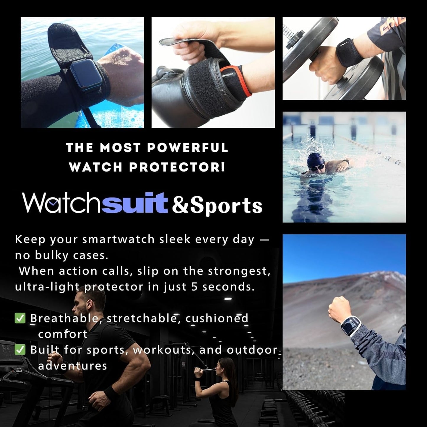 《 Black/Gray》A soft and breathable protector that allows you to easily put on your wristwatch or smartwatch in 5 seconds.