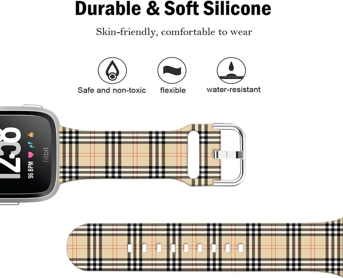 Soft Silicone Watch Bands Compatible with Fitbit Versa 2/Versa/Fitbit Versa Lite/SE Cartoon Band，23mm Cute Floral Pattern Printed Strap Replacement Wristband for Men Women Teens.