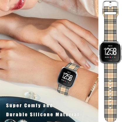 Soft Silicone Watch Bands Compatible with Fitbit Versa 2/Versa/Fitbit Versa Lite/SE Cartoon Band，23mm Cute Floral Pattern Printed Strap Replacement Wristband for Men Women Teens.