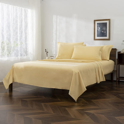 Light Yellow Queen Size Sheet Set - 6 Piece Luxury 1800 Thread Count Bedding Sheets & Pillowcases - 16 Inch Deep Pocket Microfiber Bedding Set - Soft & Wrinkle Bed Sheets