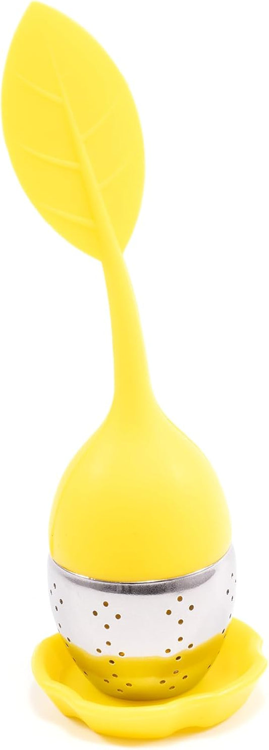 1pcs Silicone Stainless Steel Tea Ball 1.5 Inch Tea Infuser Strainers Tea Strainer Filters Tea Interval Diffuser for Tea (yellow)