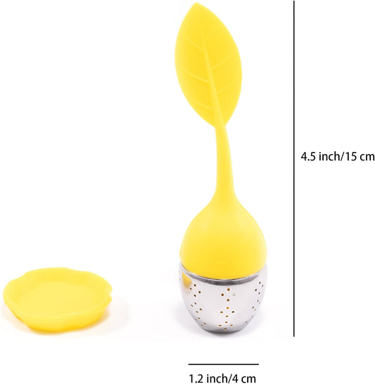 1pcs Silicone Stainless Steel Tea Ball 1.5 Inch Tea Infuser Strainers Tea Strainer Filters Tea Interval Diffuser for Tea (yellow)