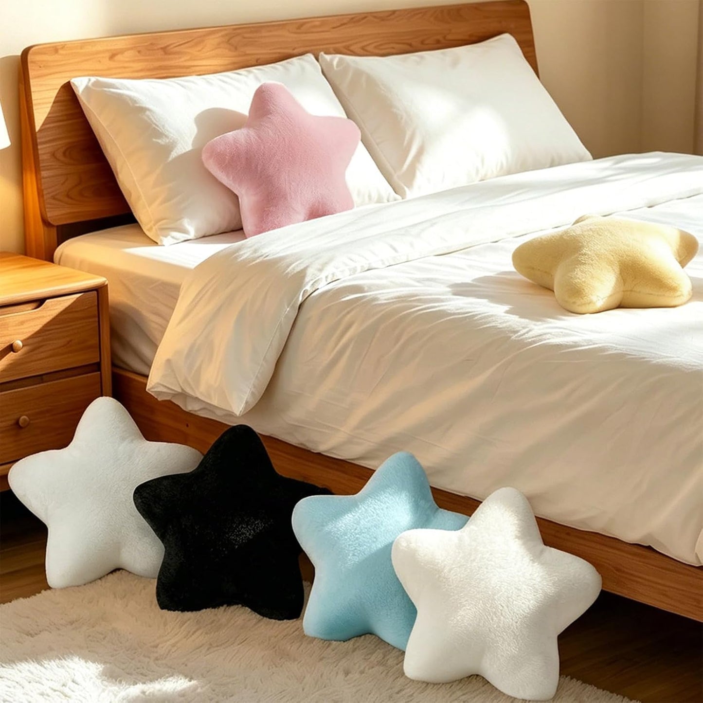 2PCS Star Pillow Set,15.35“ Cute Yellow Decorative Throw Pillows for Bed | Star Shaped Throw Pillows, Soft Faux Plush,PP Cotton Filling, Aesthetic Pillow Cushion for Room Bedroom Sofa Couch Decor