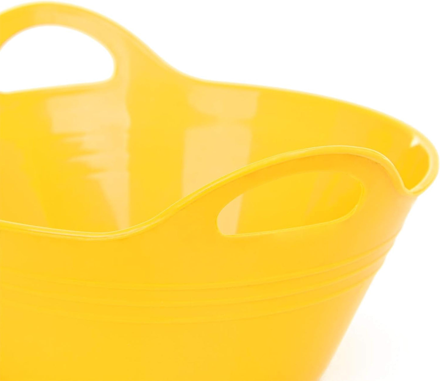 Home Plastic Bowls with Handles (1.8L Medium 2pk, Yellow)